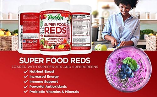 Parker Naturals Berry Green Superfood Smoothie Powder & Parker Naturals Superfood Reds Organic Antioxidant Powder Bundle