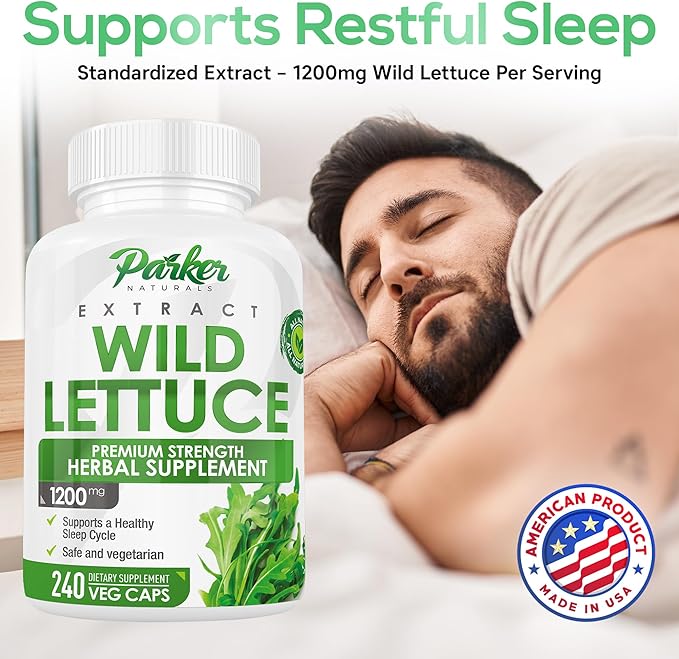 Parker Naturals Wild Lettuce Extract – Herbal Sleep Supplement 1200mg, 4:1 Concentrated, Vegan Capsules, Soothes Discomfort, 120 Servings, 240 Count