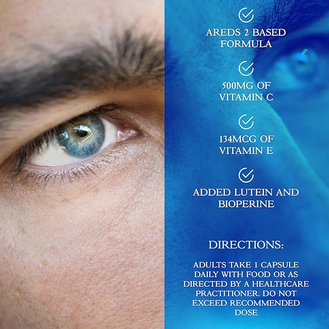 Parker Naturals Optimal Eye Health Vitamin & Mineral Supplement, Eye Supplements & Vitamins for Vision with Vitamin C & E, Lutein & Zeaxanthin Supplements, 60 Caps
