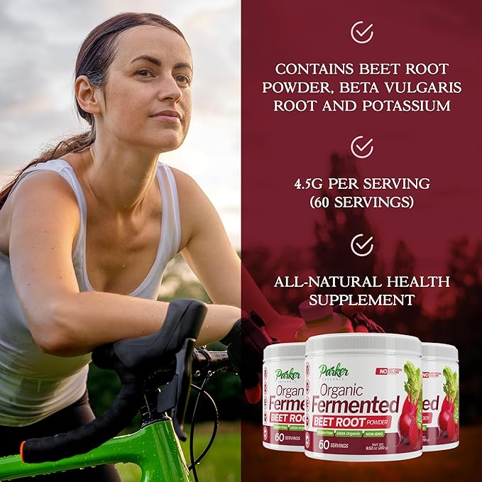 Parker Naturals Organic Fermented Beet Root Powder, 9.52 oz Beet Powder Supports Healthy Immune System, Gluten Free, Non-GMO, & Vegan Beets Supplements, 60 Servings