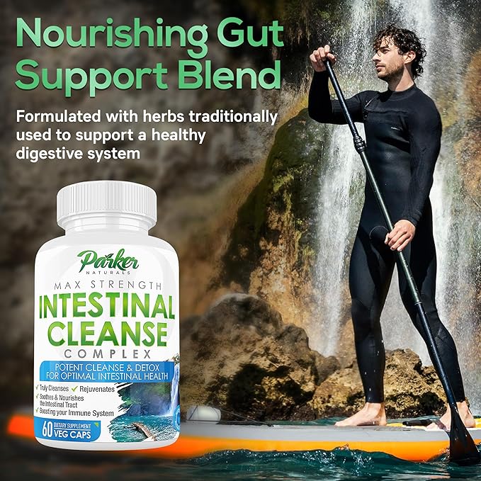 Parker Naturals Intestinal Cleanse for Adults – Extra Strength Intestine Cleanse and Detox Supplements with Black Walnut Hull, Wormwood, and Echinacea – 60 Capsules