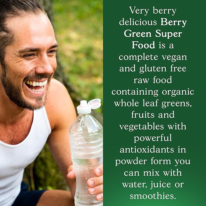 Parker Naturals Berry Greens Superfood Powder, Organic Green Powder with Enzymes, Probiotics, Antioxidants, and Vitamins, Vegan Green Juice Mix, 240 Grams