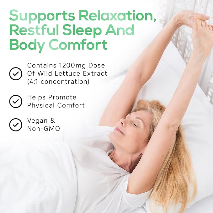 Parker Naturals Wild Lettuce Extract – Herbal Sleep Supplement 1200mg, 4:1 Concentrated, Vegan Capsules, Soothes Discomfort, 120 Servings, 240 Count