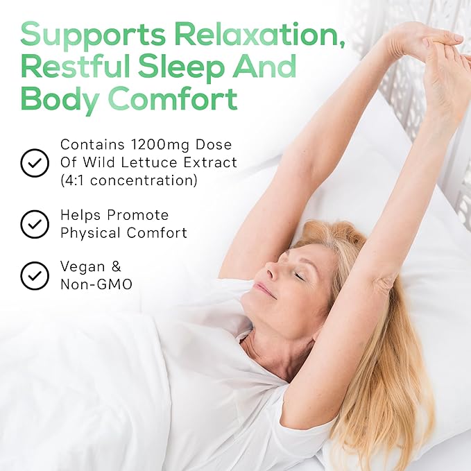 Parker Naturals Wild Lettuce Extract – Herbal Sleep Supplement 1200mg, 4:1 Concentrated, Vegan Capsules, Soothes Discomfort, 60 Servings, 120 Count