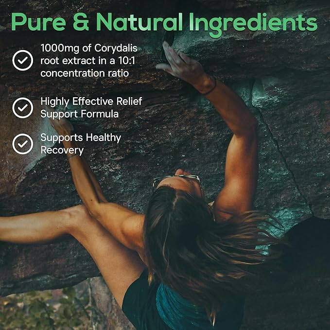 Parker Naturals Pure Corydalis Root Extract Capsule - 1000mg Strength, 10:1 Corydalis Yanhusuo Extract, Natural Relief, Long Lasting, 100% Vegetarian, 60 Servings, 120 Count
