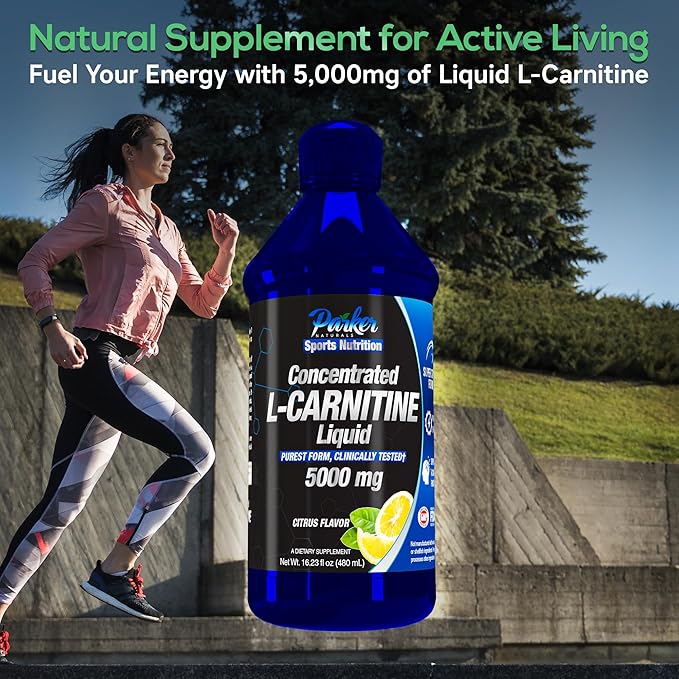 Parker Naturals Concentrated L-Carnitine Liquid, 5000mg All Natural Citrus Flavored L-Carnitine Supplement, Liquid L-Carnitine with Vitamin V5, 16.23 Fl. Oz