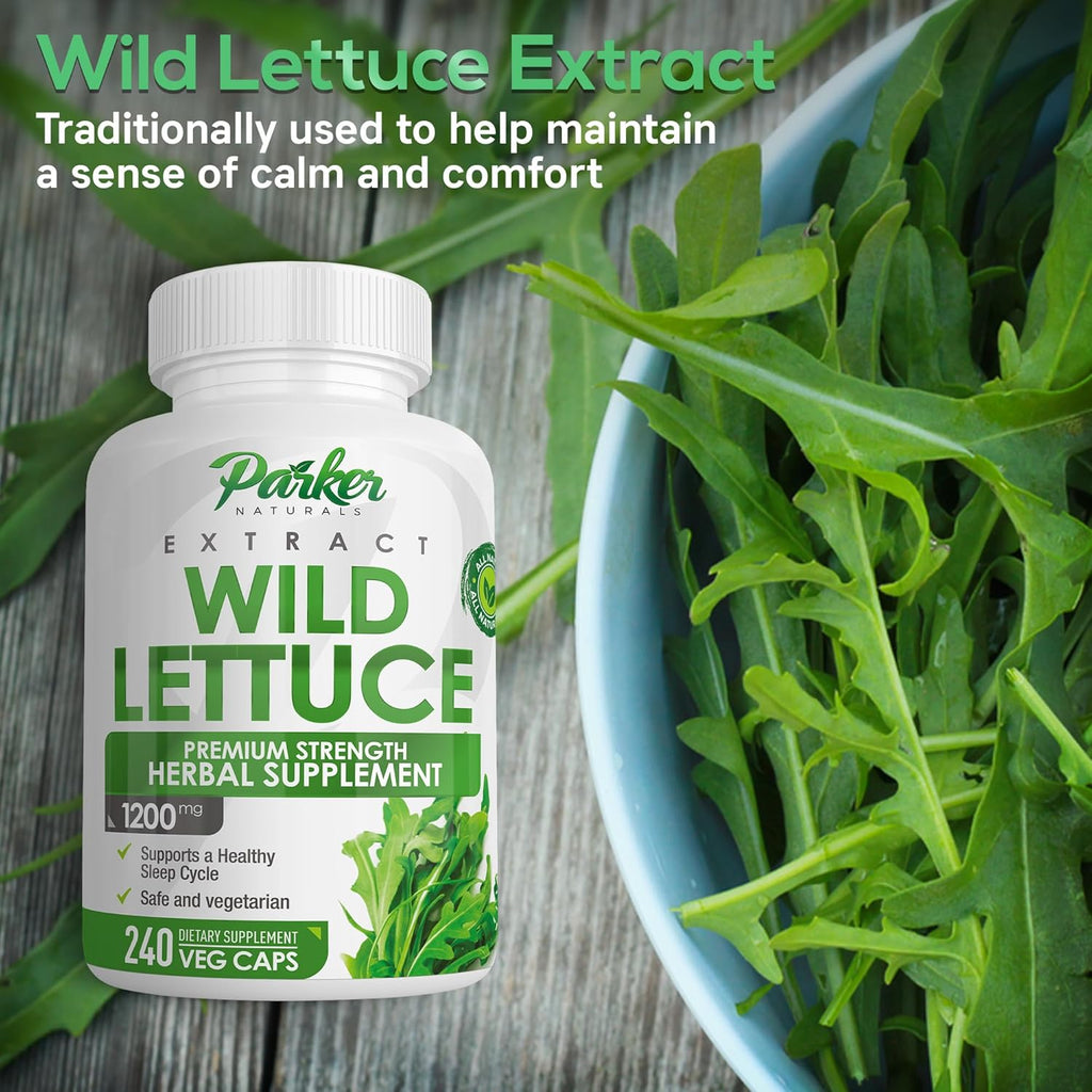 Parker Naturals Wild Lettuce Extract – Herbal Sleep Supplement 1200mg, 4:1 Concentrated, Vegan Capsules, Soothes Discomfort, 120 Servings, 240 Count