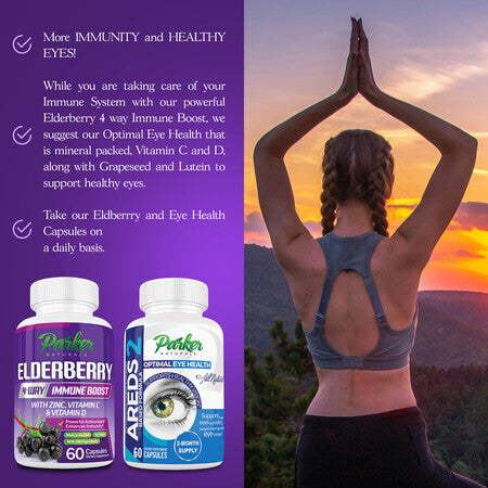 Parker Naturals Organic Elderberry Capsules. 4-Way Immune Boost. 1260.1mg. Most Potent. Made in USA! 60 Count