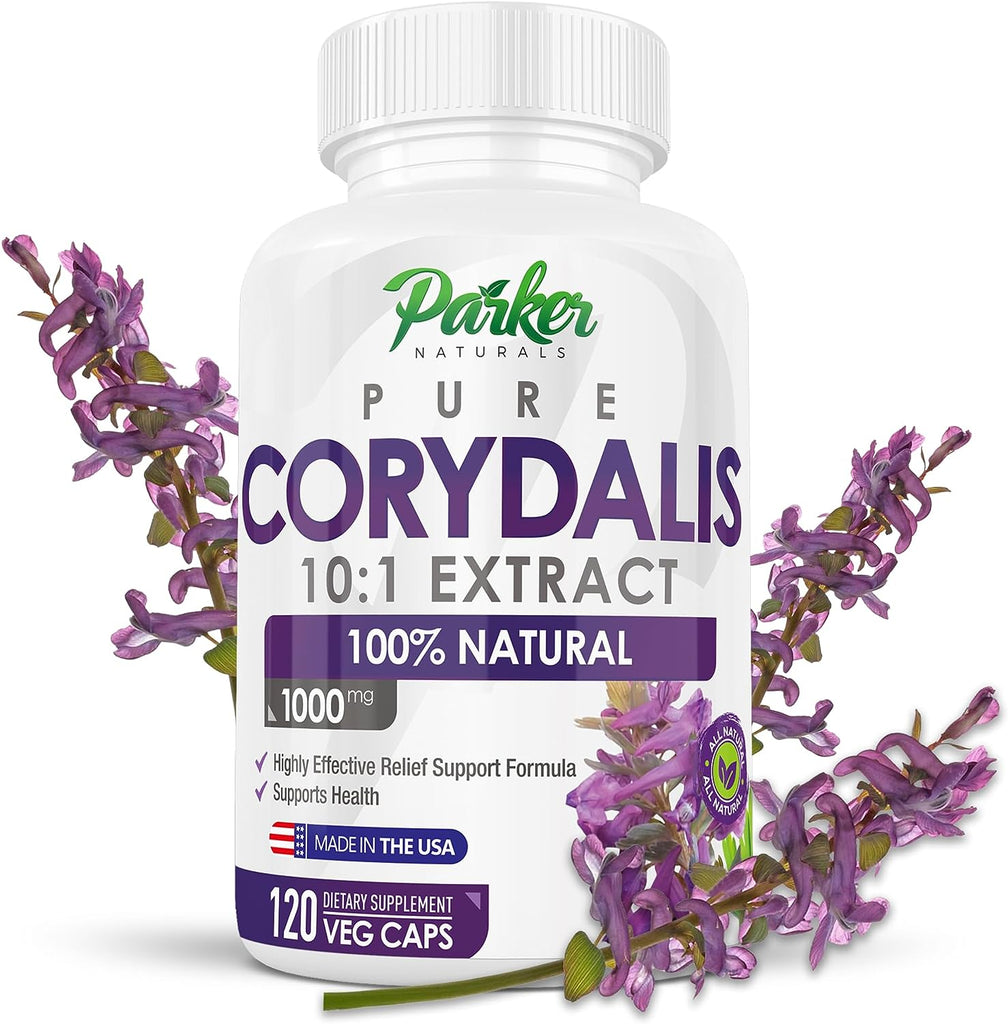 Parker Naturals Pure Corydalis Natural Relief to Alleviate Minor Aches Extract - 1,000 Mg Per Serving - 120 Premium Corydalis Capsules