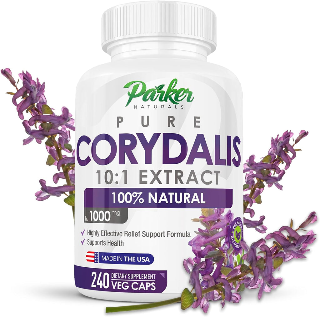Parker Naturals Pure Corydalis Natural Relief to Alleviate Minor Aches Extract - 1,000 Mg Per Serving - 240 Premium Corydalis Capsules