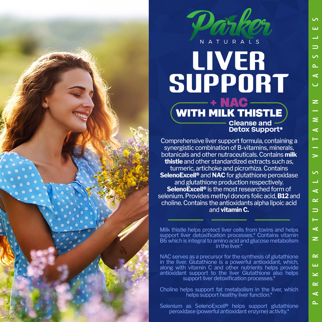 Parker Naturals Liver Support & Detox with NAC & Milk Thistle. 120 Capsules. Made in USA!